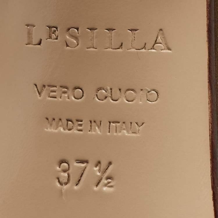 Pre Owned Le Silla Brown Leather Chain Detail Knee High Boots Size 37.5
