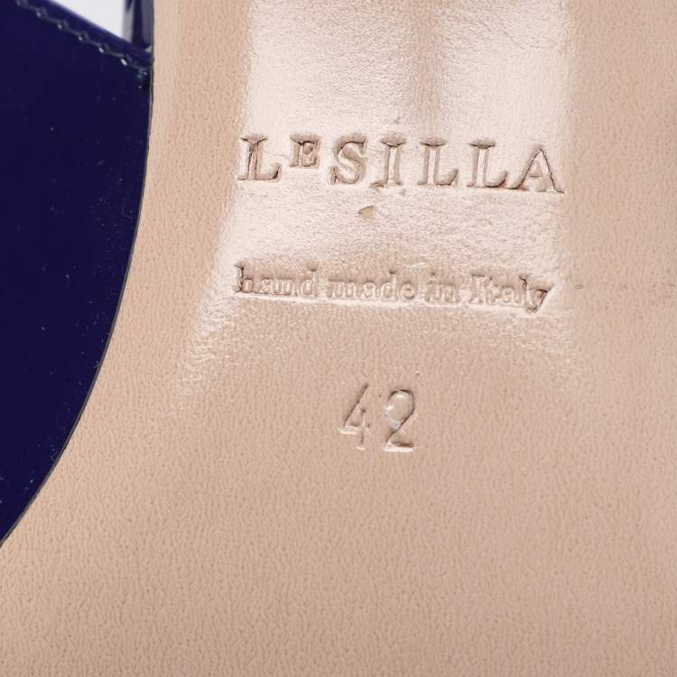 Pre Owned Le Silla Blue Patent Leather Bella Slingback Pumps Size 42