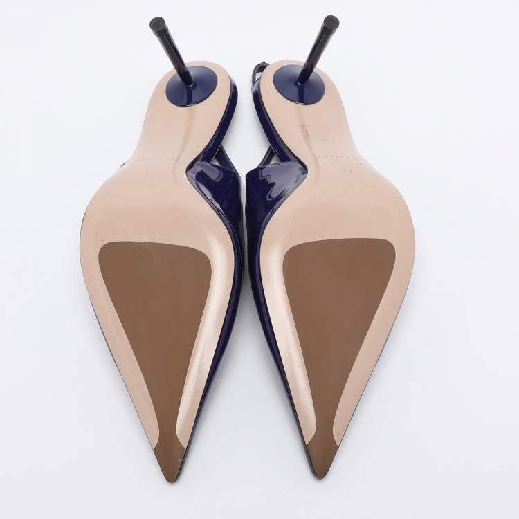 Pre Owned Le Silla Blue Patent Leather Bella Slingback Pumps Size 42
