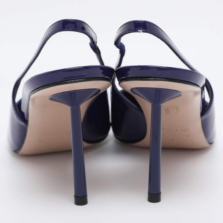 Pre Owned Le Silla Blue Patent Leather Bella Slingback Pumps Size 42