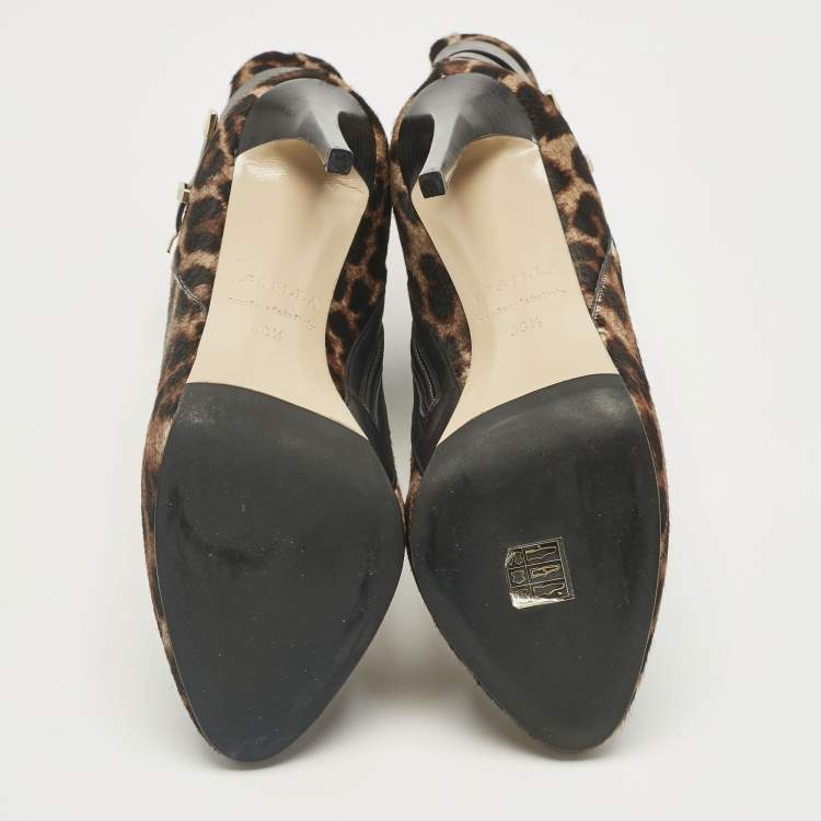 Pre Owned Le Silla Brown/Black Calf Hair and Leather Ankle Booties Size 38.5