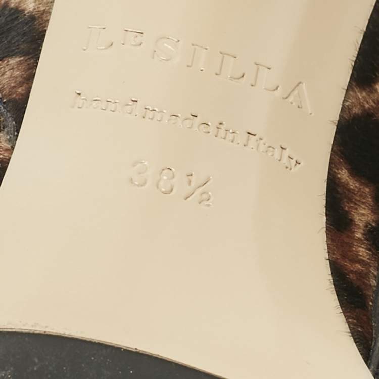 Pre Owned Le Silla Brown/Black Calf Hair and Leather Ankle Booties Size 38.5