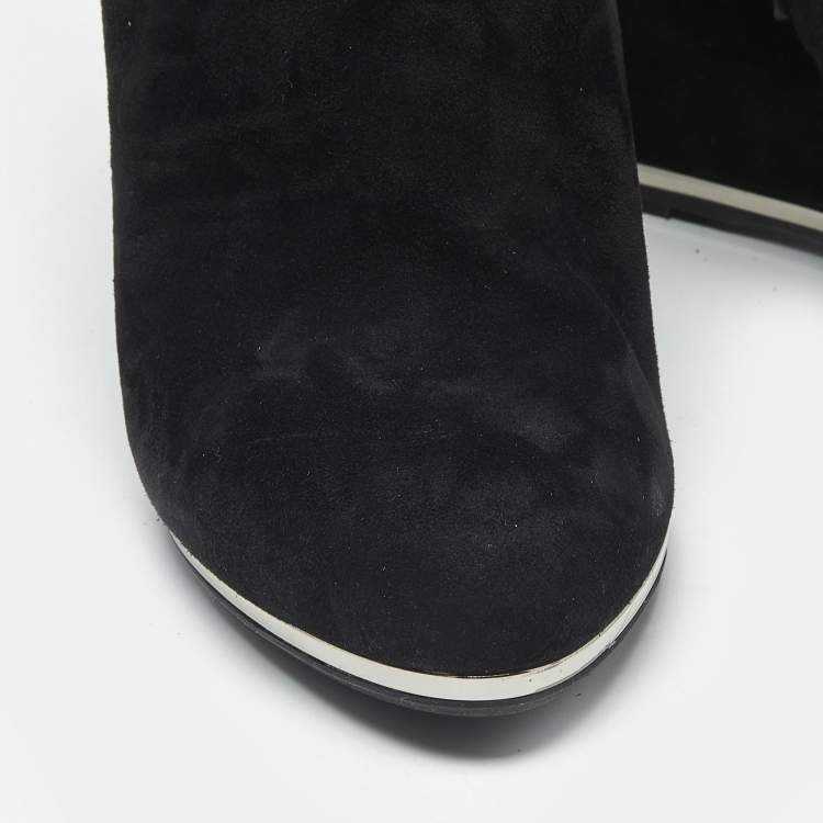 Pre Owned Le Silla Black Suede Wedge Ankle Boots Size 40