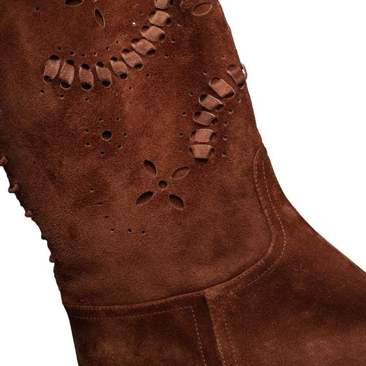 مملوكة مسبقًا Le Silla Brown Suede Knee Length Boots Size 38.5
