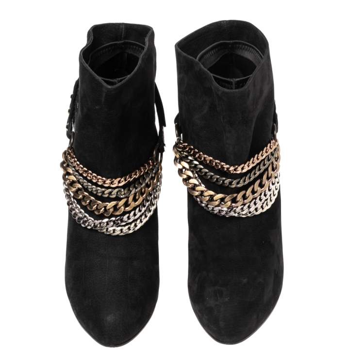 Pre Owned Le Silla Black Suede Stivaletto Ankle Boots Size 40