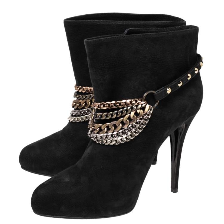 Pre Owned Le Silla Black Suede Stivaletto Ankle Boots Size 40