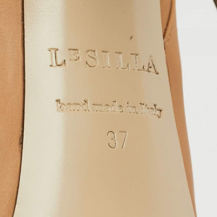 Pre Owned Le Silla Caramel Brown Leather Knee Length Boots Size 37