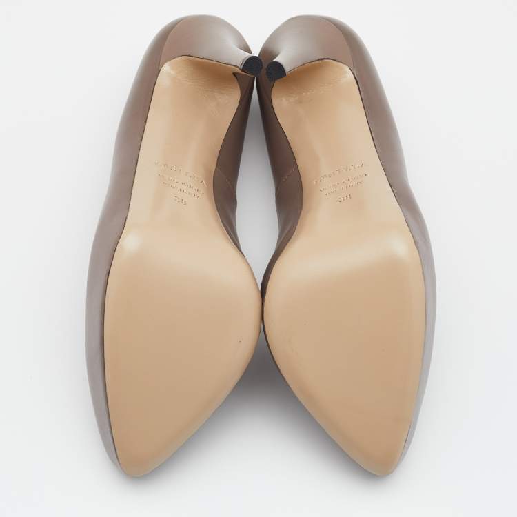 Pre Owned Le Silla Grey Leather Platform Pumps Size 38