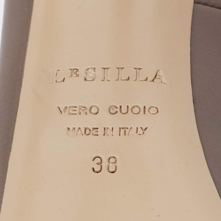 Pre Owned Le Silla Grey Leather Platform Pumps Size 38