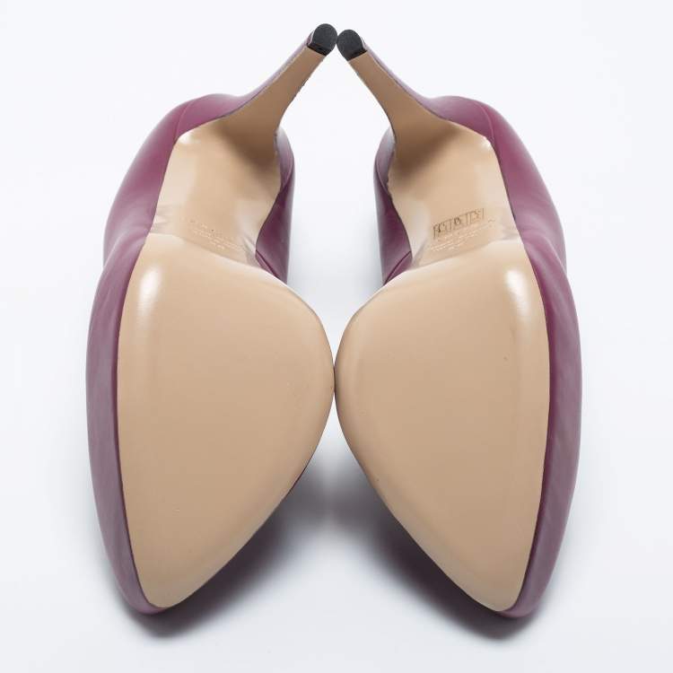 Pre Owned Le Silla Purple Leather Platform Pumps Size 38