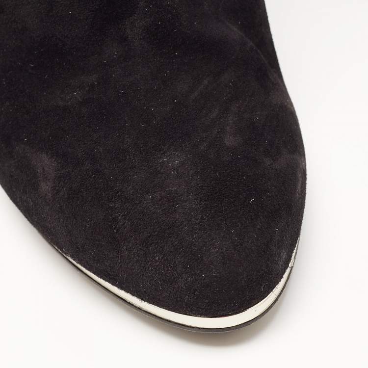 Pre Owned Le Silla Black Suede Wedge Ankle Boots Size 40