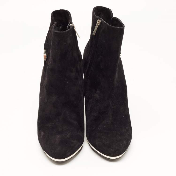 Pre Owned Le Silla Black Suede Wedge Ankle Boots Size 40