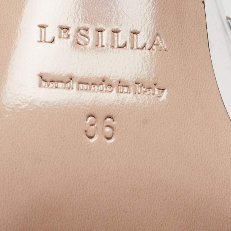 Pre Owned Le Silla Transparent/Purple Crystal Embellished PVC Slide Sandals Size 36