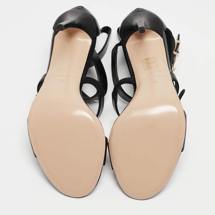 Pre Owned Le Silla Black Leather Minerva Strappy Sandals Size 40