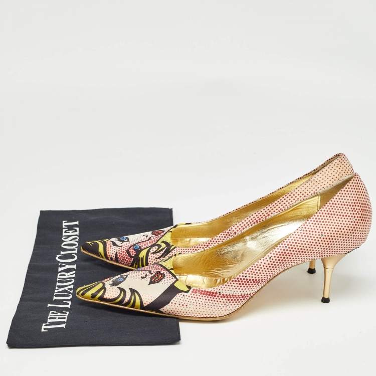 Pre Owned Le Silla Multicolor Fabric Pointed Toe Crystal Embellished Pumps Size 40
