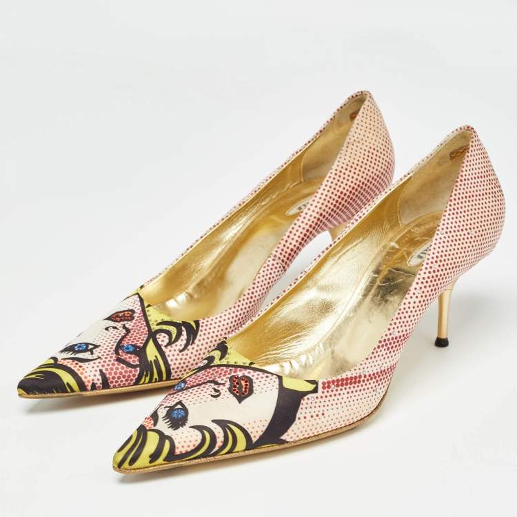 Pre Owned Le Silla Multicolor Fabric Pointed Toe Crystal Embellished Pumps Size 40