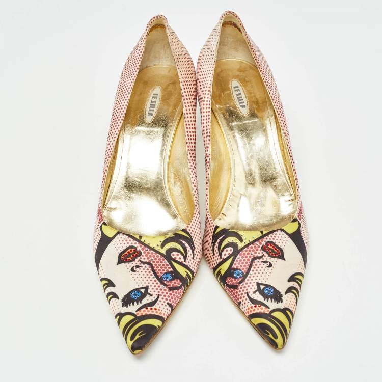 Pre Owned Le Silla Multicolor Fabric Pointed Toe Crystal Embellished Pumps Size 40