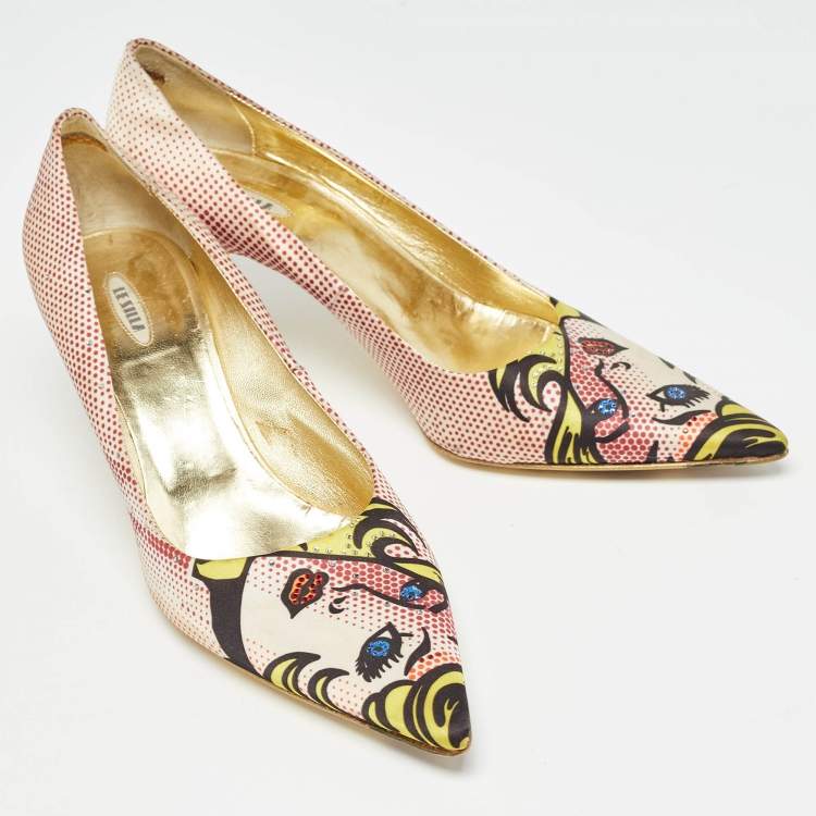 Pre Owned Le Silla Multicolor Fabric Pointed Toe Crystal Embellished Pumps Size 40