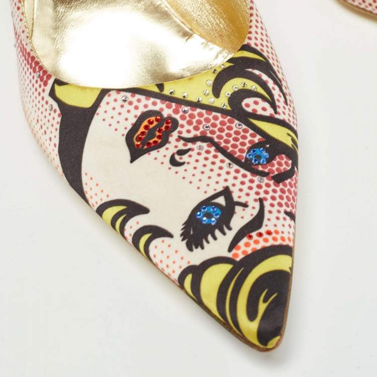 Pre Owned Le Silla Multicolor Fabric Pointed Toe Crystal Embellished Pumps Size 40