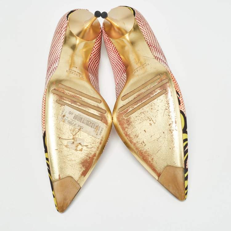 Pre Owned Le Silla Multicolor Fabric Pointed Toe Crystal Embellished Pumps Size 40