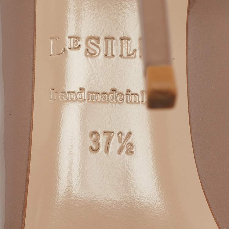 Pre Owned Le Silla Beige Patent Leather Ankle Length Boots Size 37.5