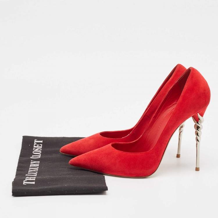 Pre Owned Le Silla Red Suede Pointed Toe Pumps Size 40