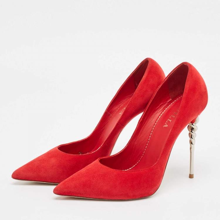 Pre Owned Le Silla Red Suede Pointed Toe Pumps Size 40