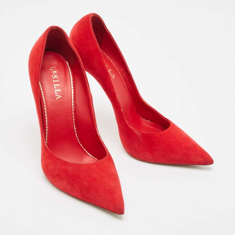 Pre Owned Le Silla Red Suede Pointed Toe Pumps Size 40