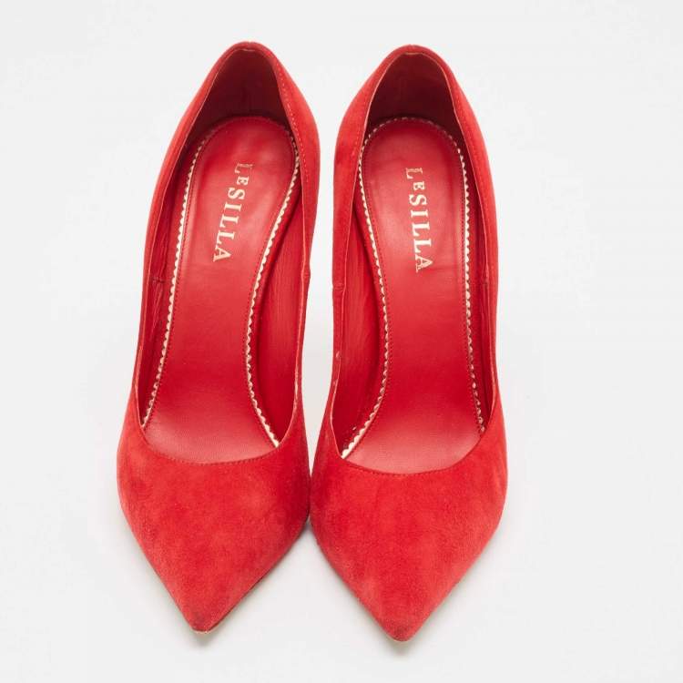 Pre Owned Le Silla Red Suede Pointed Toe Pumps Size 40