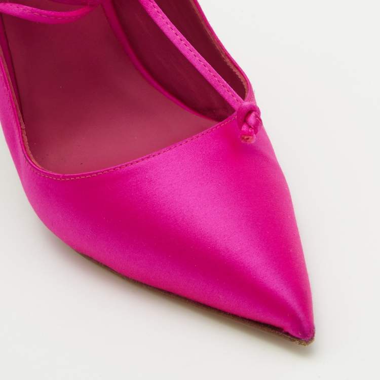 Pre Owned Le Silla Pink Satin Ivy 130mm Ankle Wrap Pumps Size 40