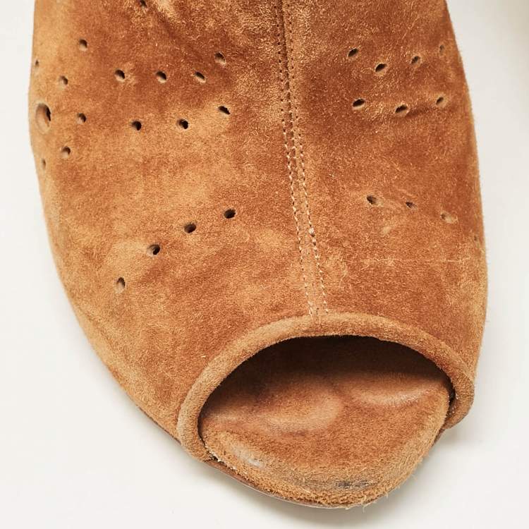 Pre Owned Le Silla Brown Suede Ankle Length Boots Size 37.5