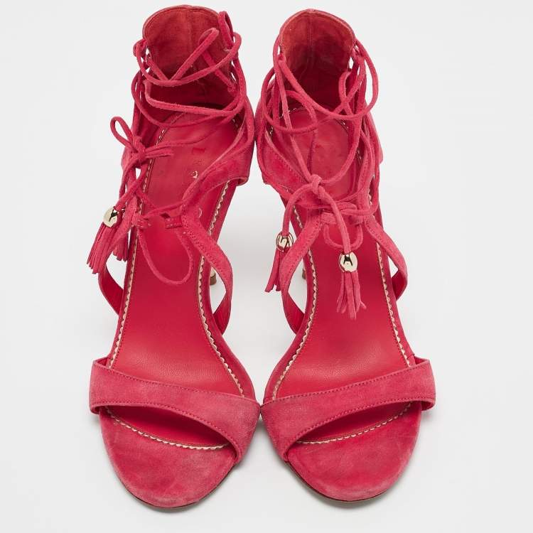 Pre Owned Le Silla Pink Suede Ankle Strap Sandals Size 40