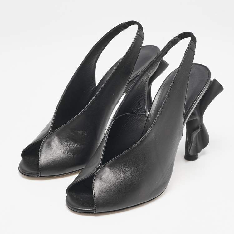 Pre Owned Le Silla Black Leather Candy Peep Toe Pumps Size 38