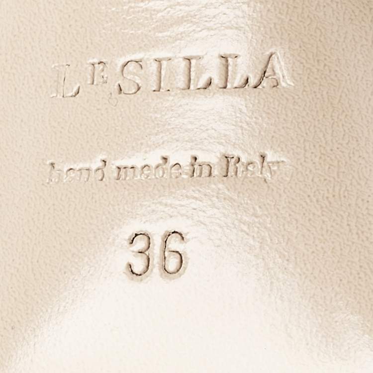 Pre Owned Le Silla Beige Patent Leather Lola Platform Sandals Size 36