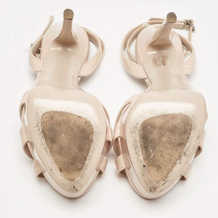 Pre Owned Le Silla Beige Patent Leather Lola Platform Sandals Size 36