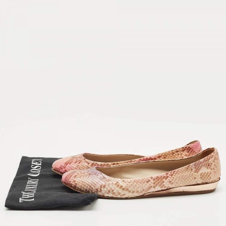 Pre Owned Le Silla Multicolor Snakeskin Leather Ballet Flats Size 39