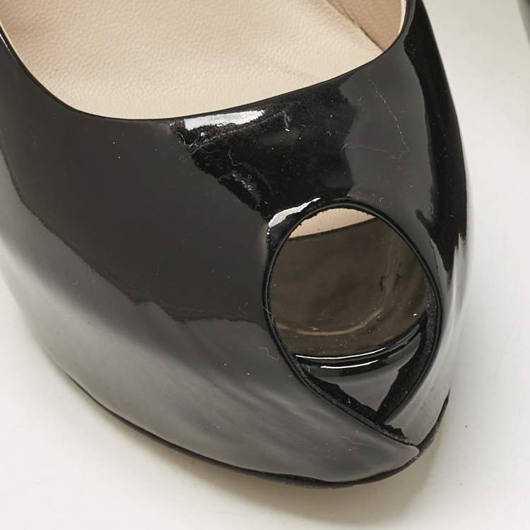 Pre Owned Le Silla Black Patent Leather Gabry Platform Pumps Size 36