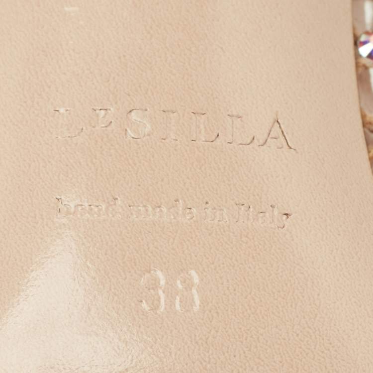 Pre Owned Le Silla Beige Stretch Fabric Gilda Ankle Length Boots Size 38