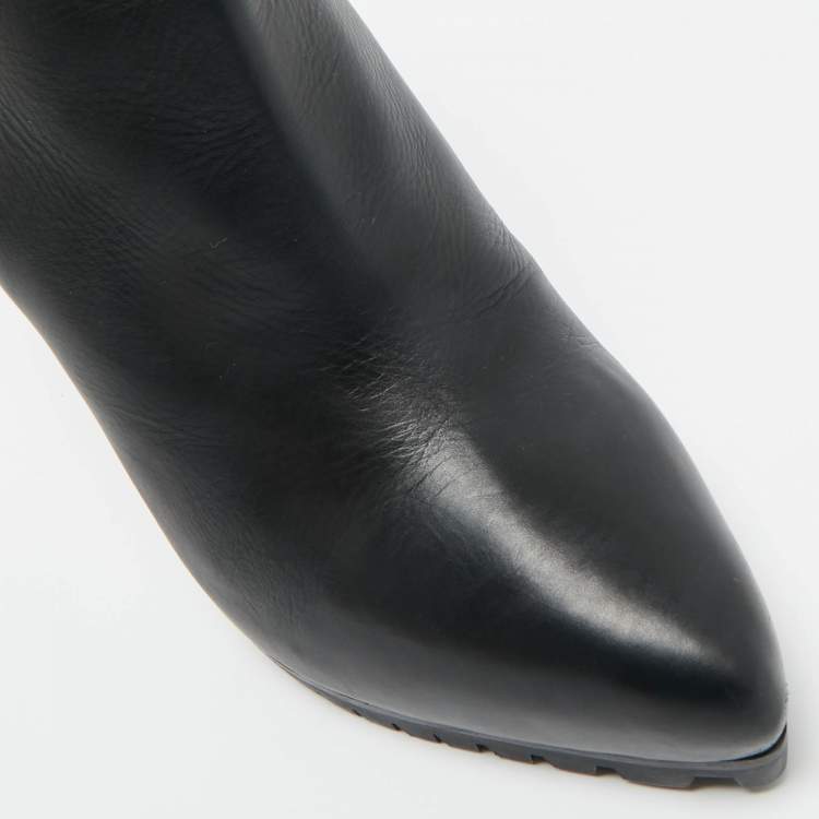 Pre Owned Le Silla Black Leather Ankle Length Boots Size 40