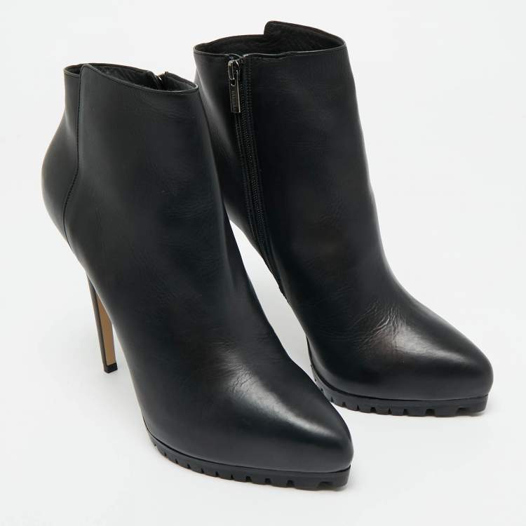 Pre Owned Le Silla Black Leather Ankle Length Boots Size 40