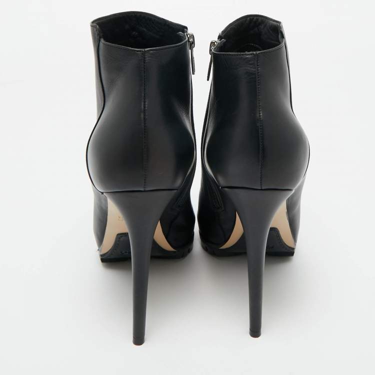 Pre Owned Le Silla Black Leather Ankle Length Boots Size 40