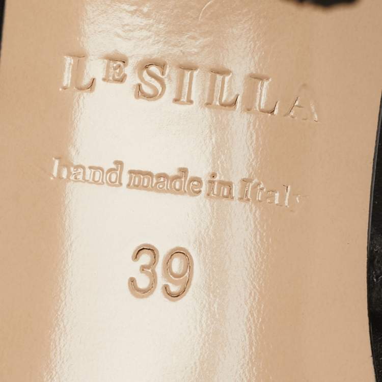 Pre Owned Le Silla Black Satin Crystal Embellished Jewels Ankle Wrap Sandals Size 39