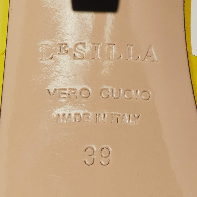 Pre Owned Le Silla Yellow Leather Ankle Strap Platform Sandals Size 39