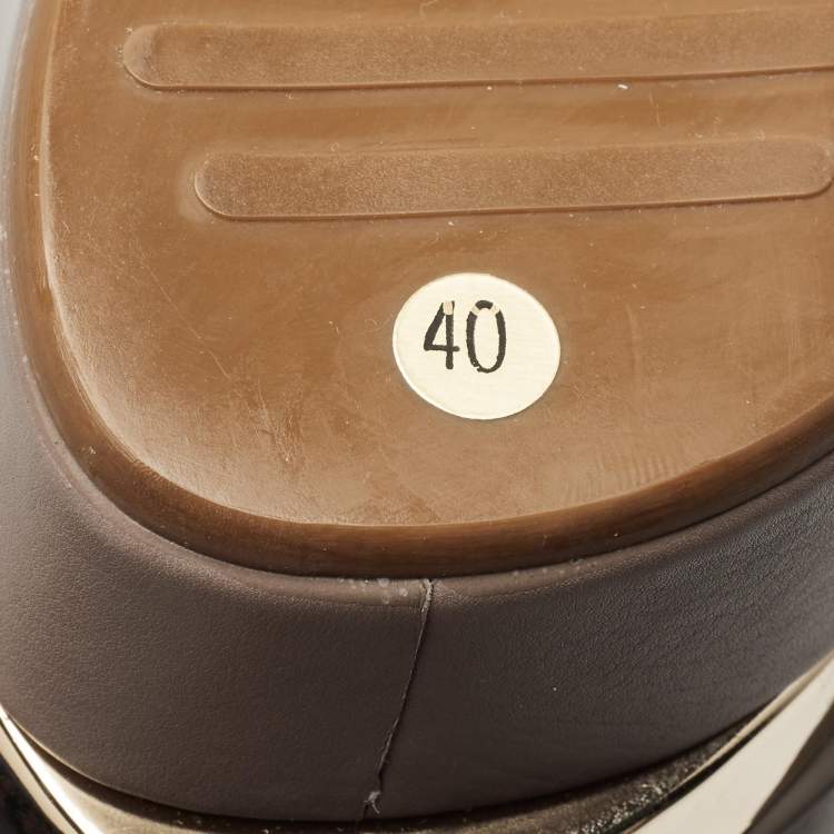 Pre Owned Le Silla Grey Leather Round Toe Platform Pumps Size 40