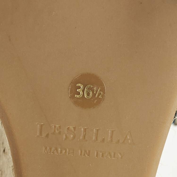 Pre Owned Le Silla Blue Suede Crystal Embellish Espadrille Wedge Sandals Size 36.5