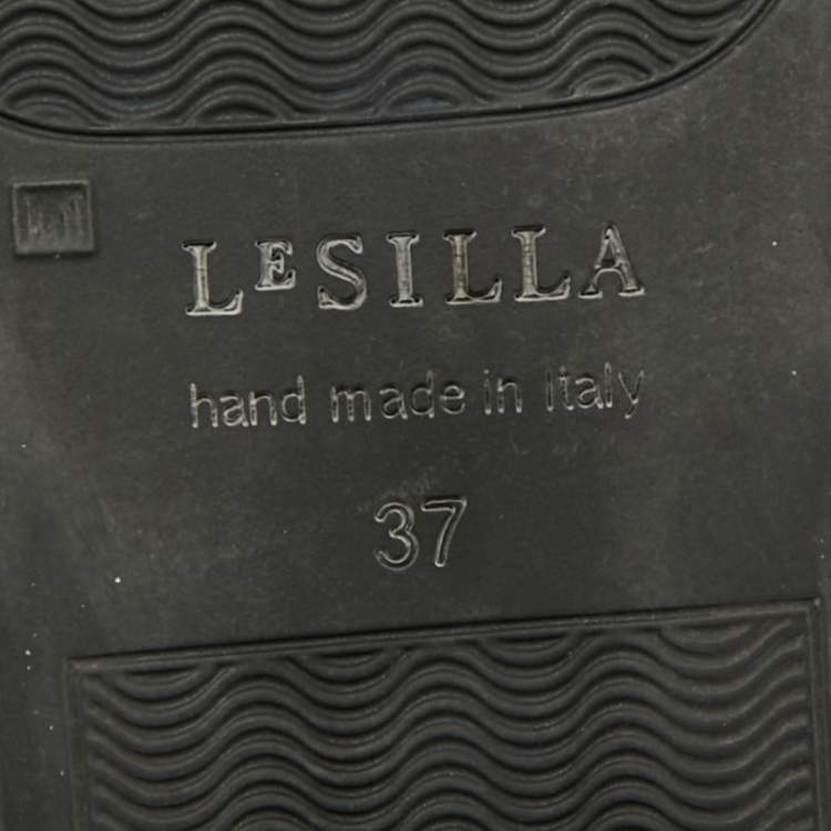 Pre Owned Le Silla Size 37 Black Leather Lace Up Sneakers