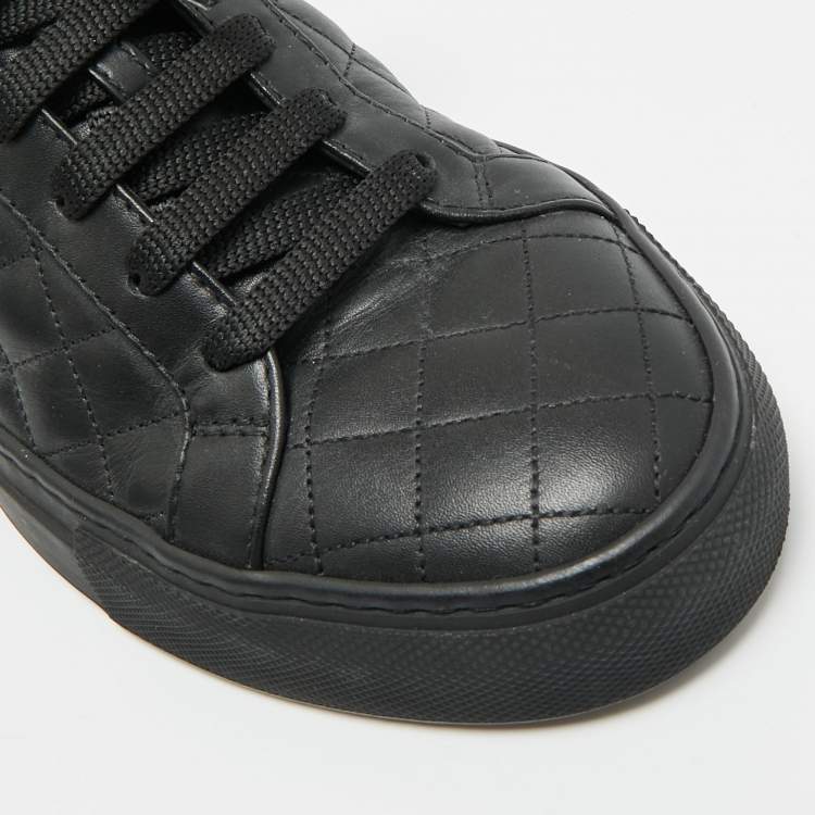 Pre Owned Le Silla Size 37 Black Leather Lace Up Sneakers