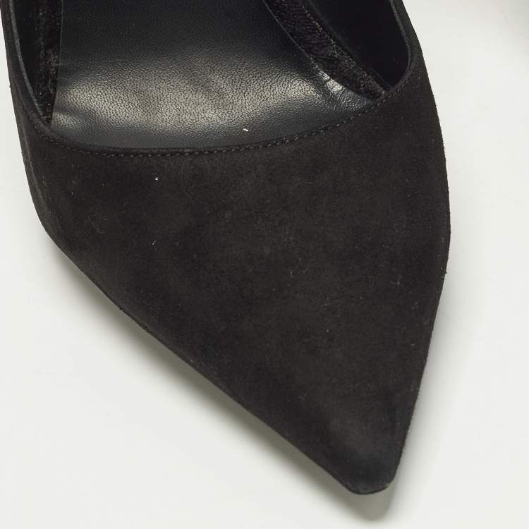 Pre Owned Le Silla Size 38 Black Suede Spiral Heel Pumps