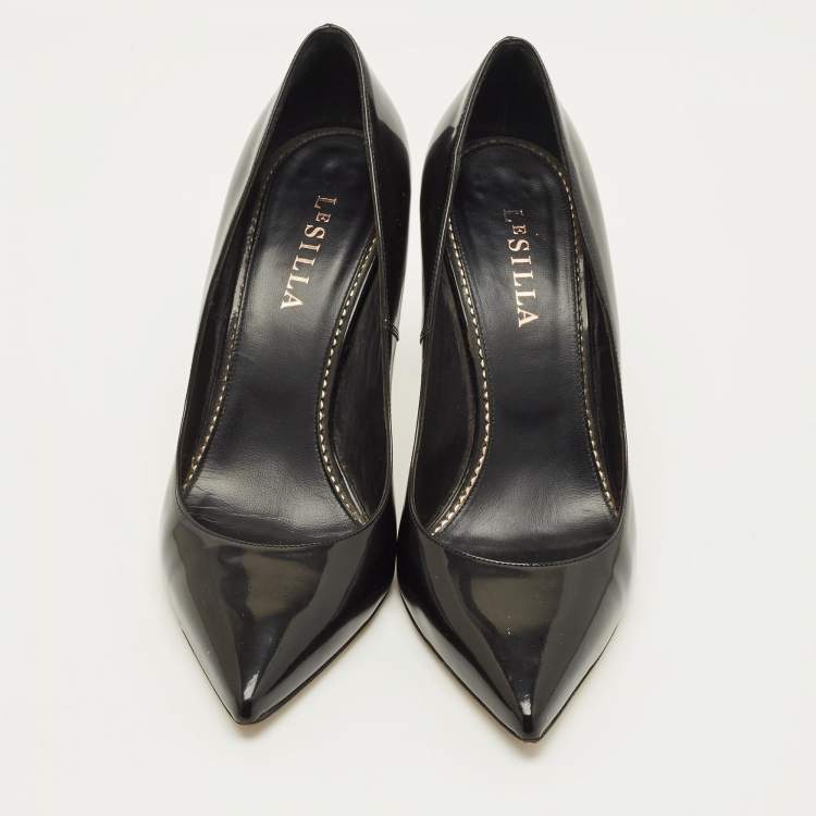 Pre Owned Le Silla Size 40 Black Patent Leather Pointed Toe Pumps