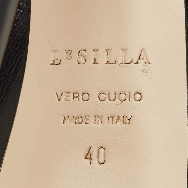 Pre Owned Le Silla Size 40 Black Leather Over The Knee Boots